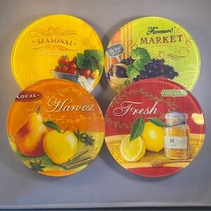 Pier One Fruit Plates 6" Round Set of 4 NIB ~ Appetizer Bread Dessert Plates